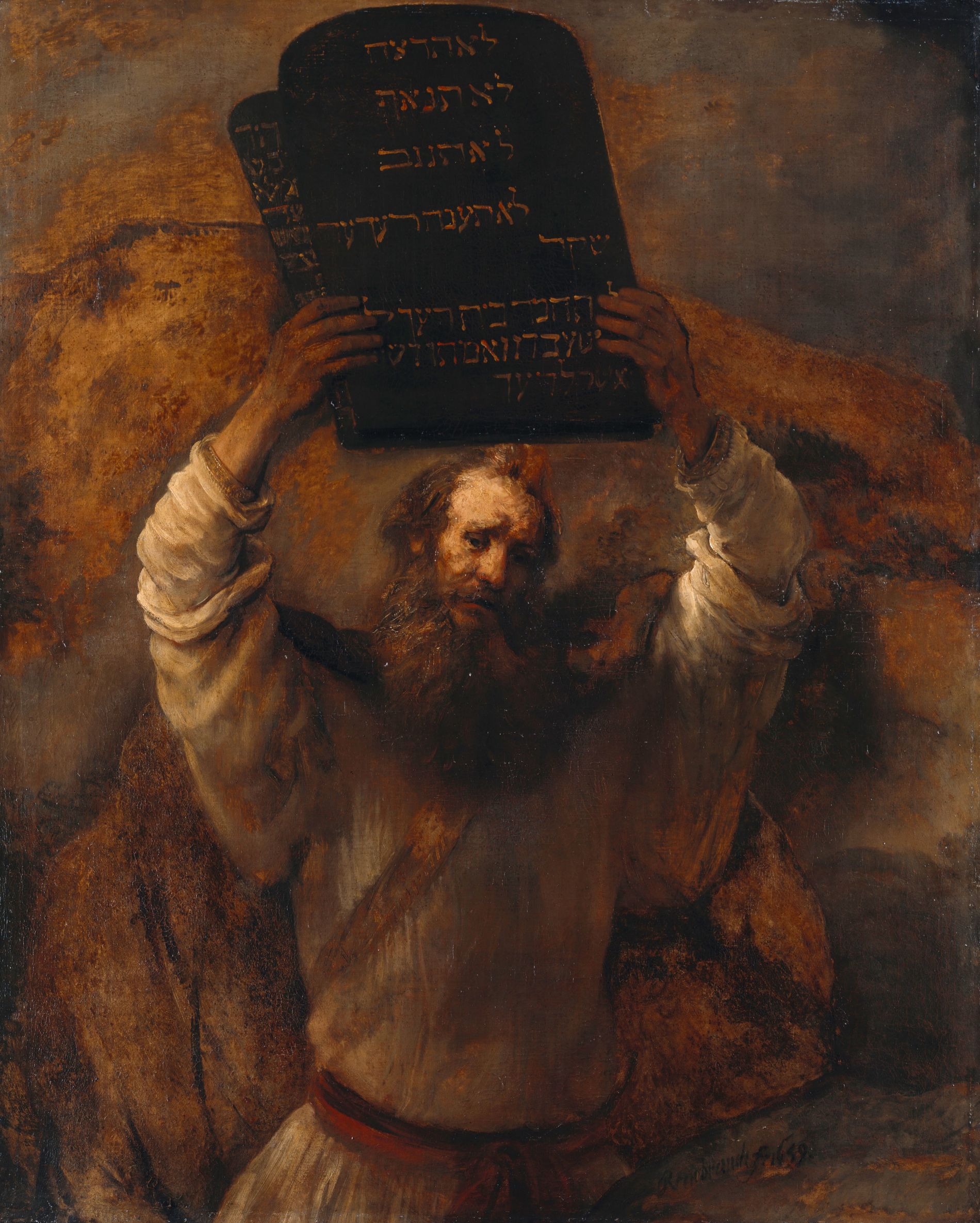 Moses with the Ten Commandments by Rembrandt via Wikimedia Commons