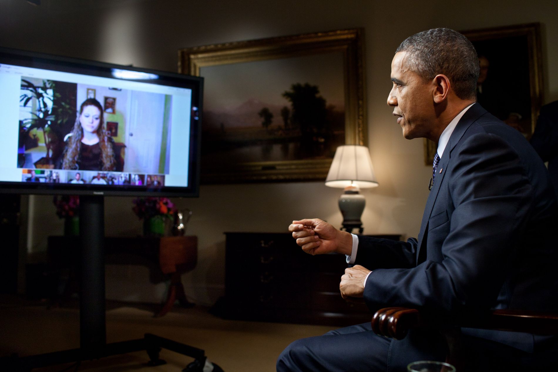 President Barack Obama on Google+ by The White House via Wikimedia Commons