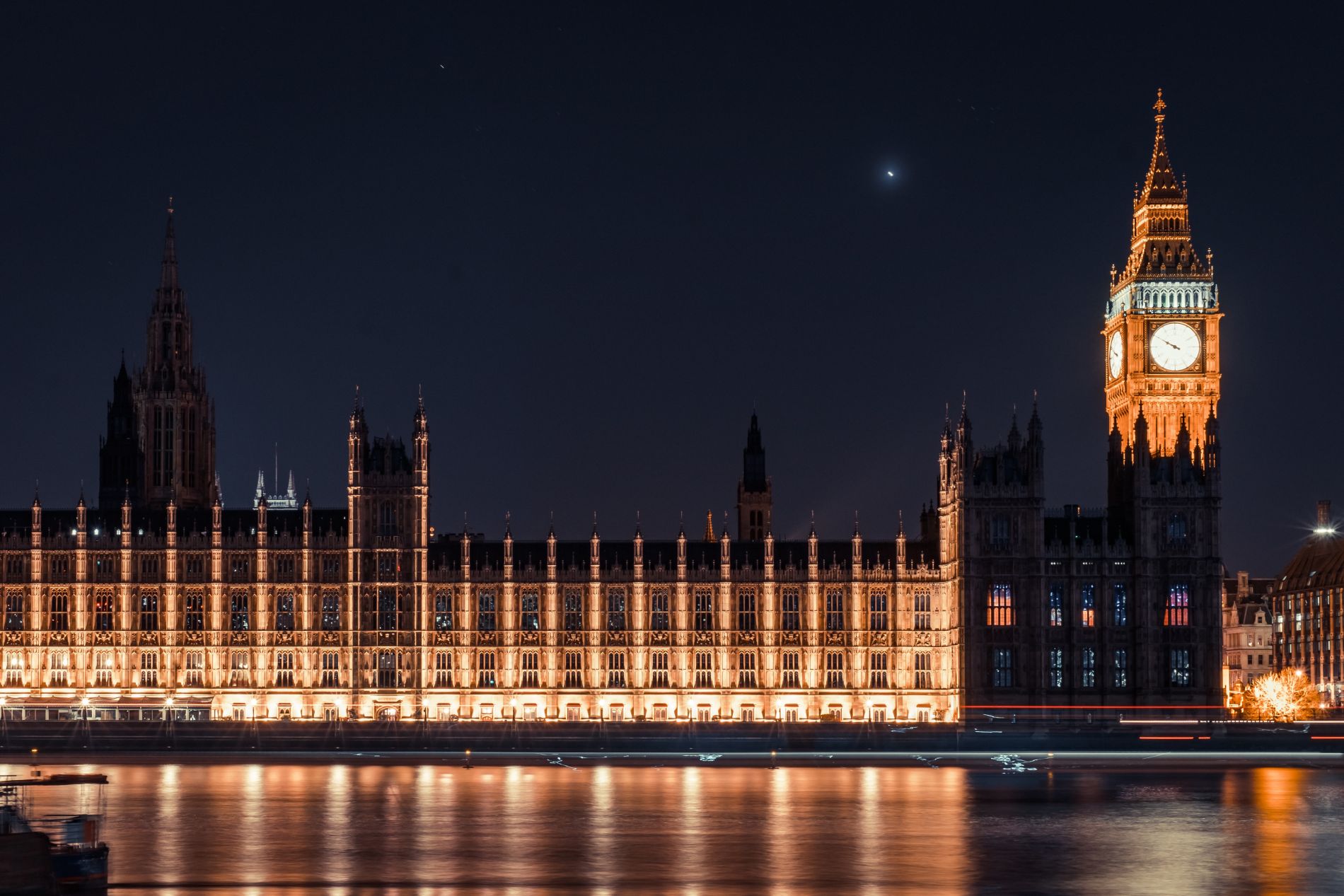 View of Westminster and Big Ben at night
