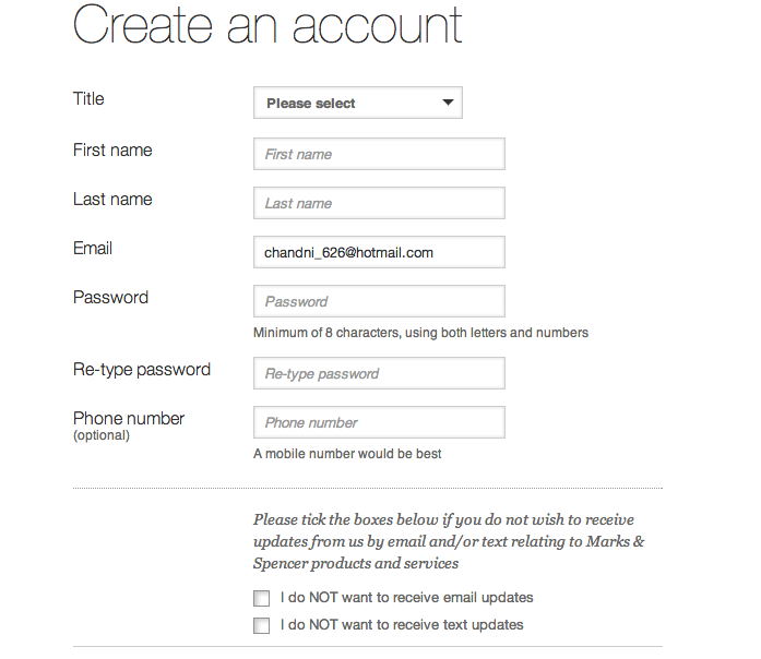 M&S Signup