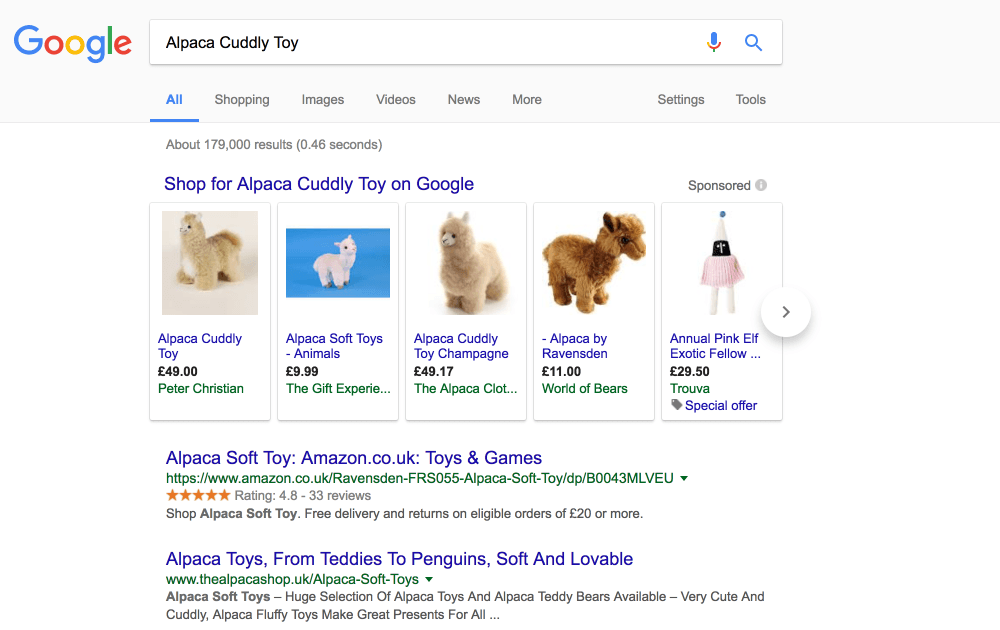 Google Shopping Results Feature