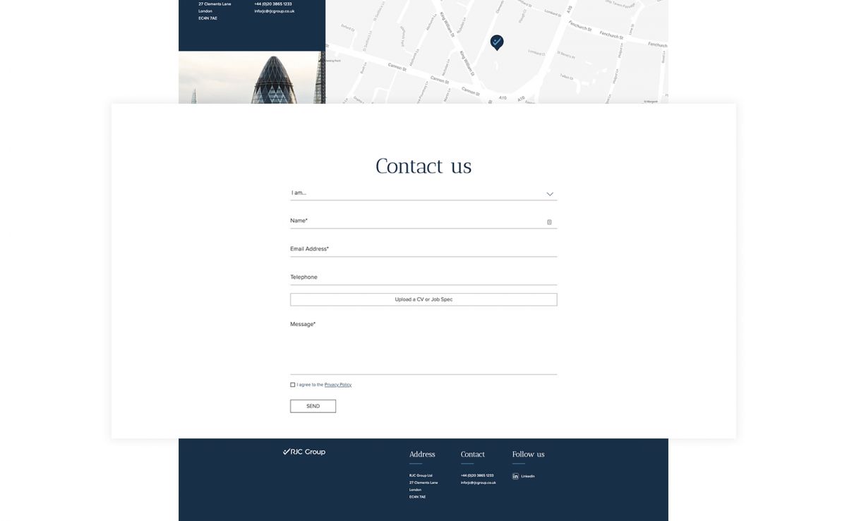RJC Group Contact Form Mockup