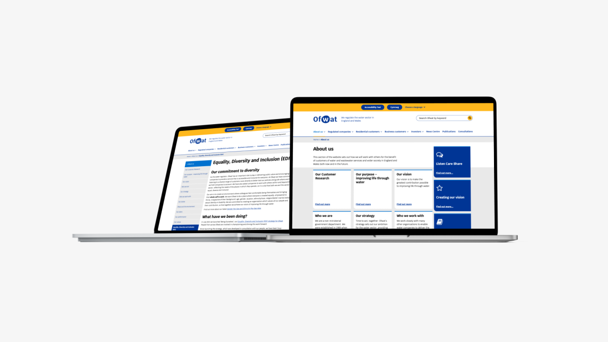 Key pages of the Ofwat website